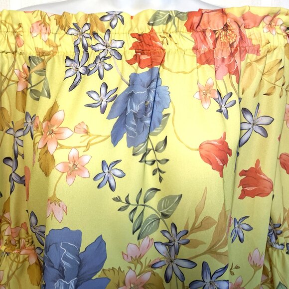 NWT Size Large Women's Off Shoulder Yellow Floral Top by Sweet Pea for NY & Co. - Picture 5 of 8